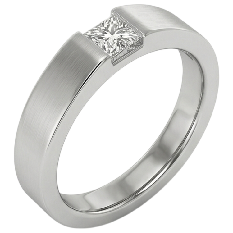 Bague Anniversaire Véritable Diamant Tension Princesse Or Blanc 14K 0.75 Carats