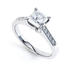 Bague Anniversaire Véritable Diamants Taille Princesse 3 Ct Or Blanc 14K