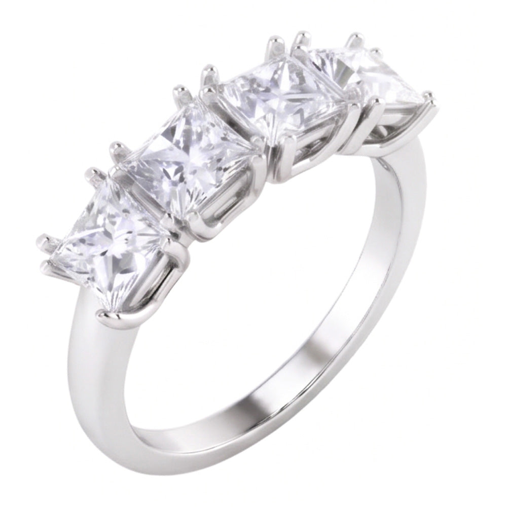 Bague Anniversaire à 3 Carats De Véritable Diamants Princesses