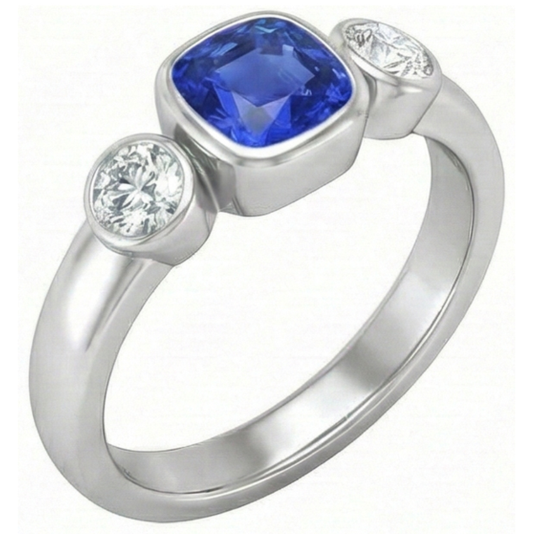 naturel cushion diamant 1.50carats bague vue de face