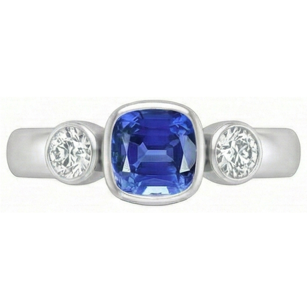naturel cushion diamant 1.50carats bague angle de côté