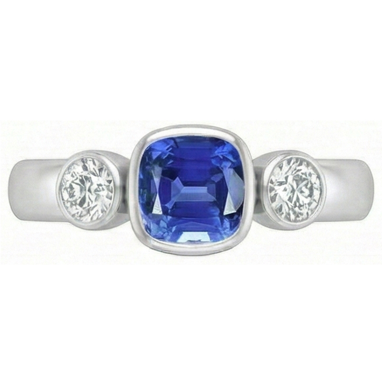 naturel cushion diamant 1.50carats bague angle de côté