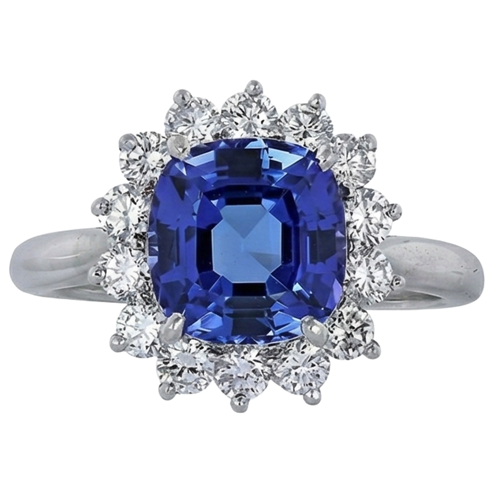 naturel asscher tanzanite 4.50carats bague angle de côté