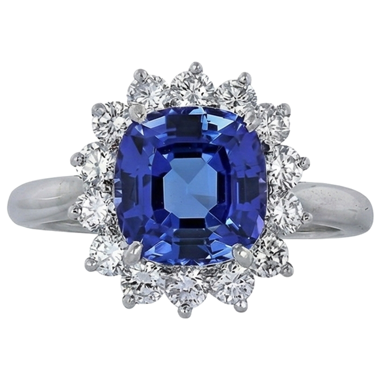 naturel asscher tanzanite 4.50carats bague angle de côté
