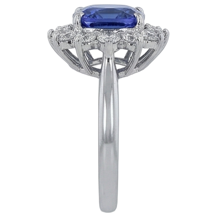 naturel asscher tanzanite 4.50carats bague vue de profil