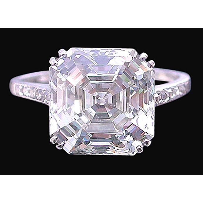 Bague Asscher Et Naturel Diamant Rond 3.15 Carats Avec Accents Or Blanc