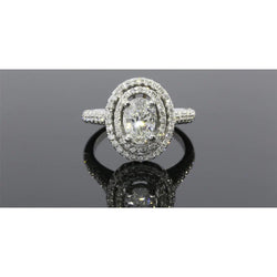 Bague Authentique diamant ovale double halo 2.50 carats