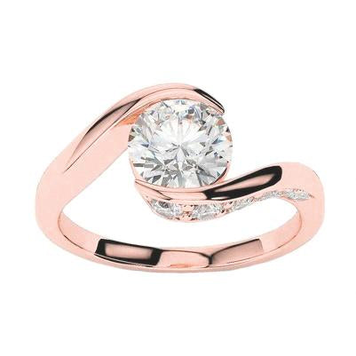 Bague Avec Tige Torsadée Pour Femme à 3,10 Carats De Réel Diamants Bijoux En Or Rose Nouveau