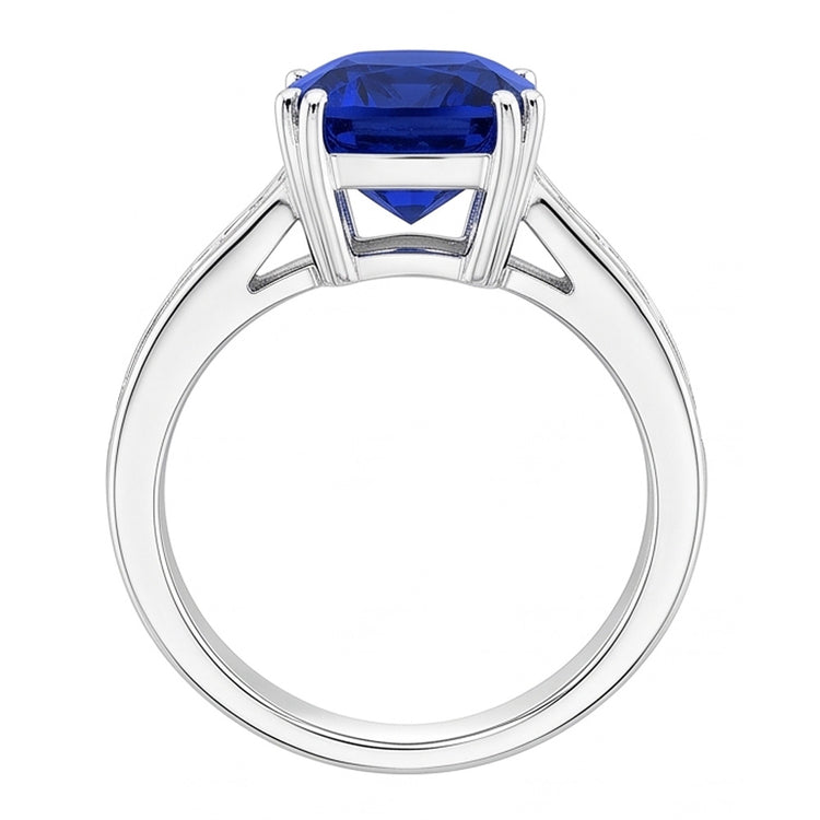 Bague Baguette Diamant Coussin Bleu Saphir Bague Or 4 Carats 14K Bijoux