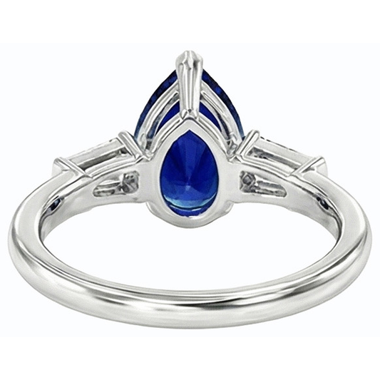 Bague Baguette Diamant Trois Pierres Saphir Ceylan 2.50 Carats