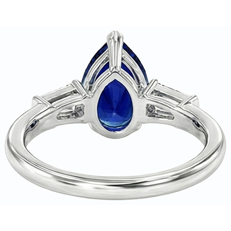 Bague Baguette Diamant Trois Pierres Saphir Ceylan 2.50 Carats