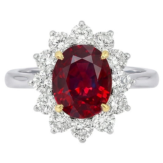 naturel oval rubis 5.75carats bague angle de côté