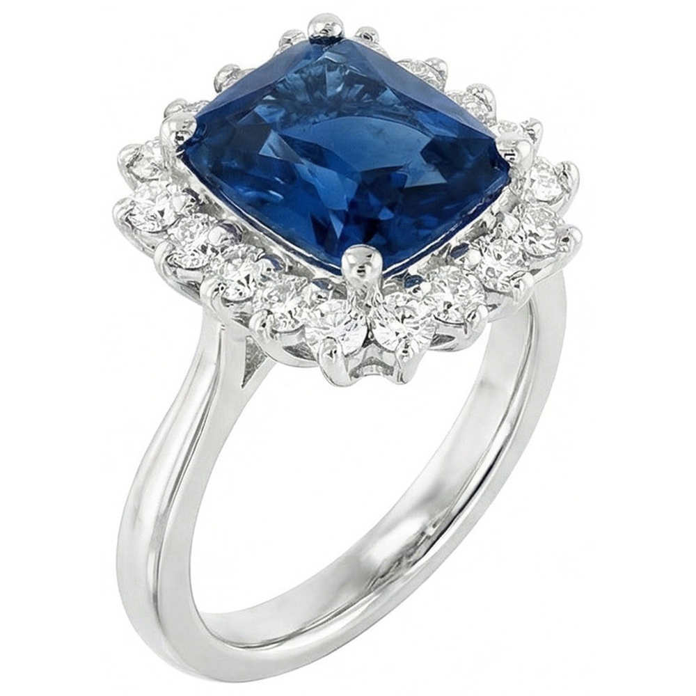 naturel cushion diamant 4carats bague angle de côté