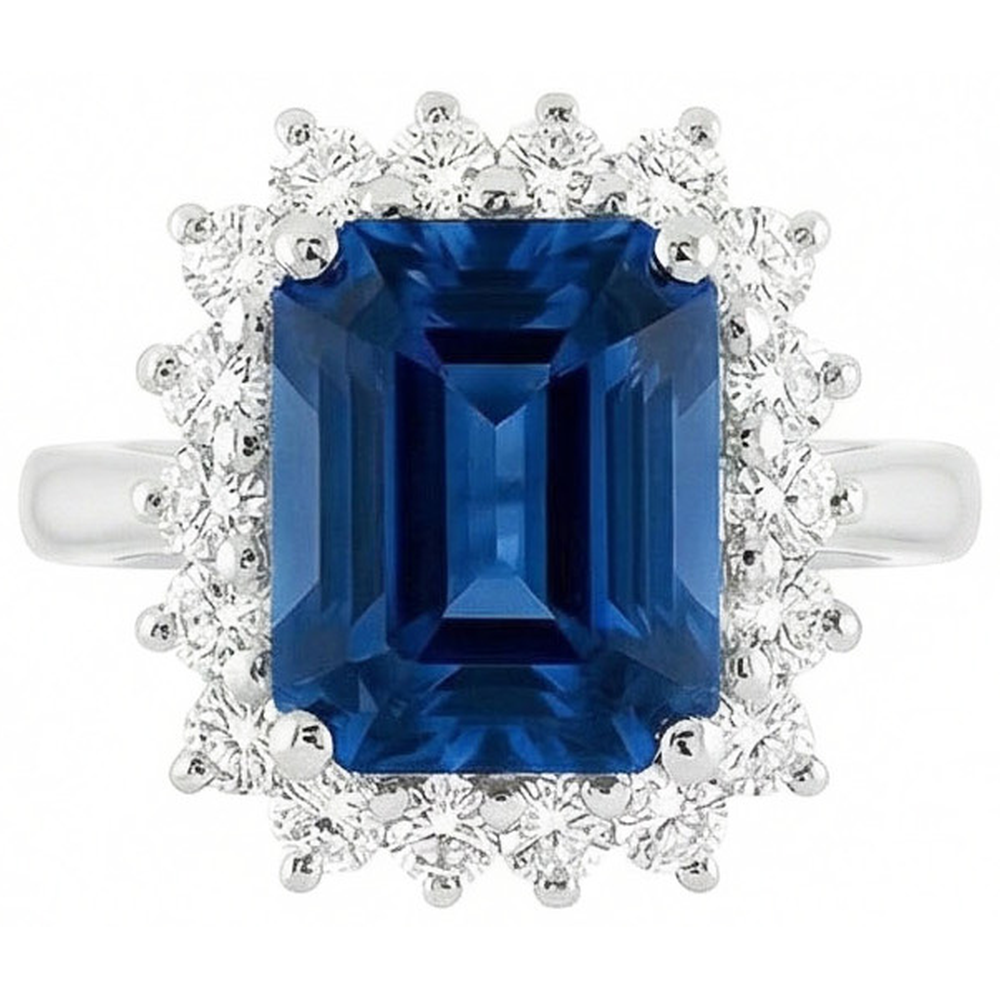 naturel cushion diamant 4carats bague vue de face
