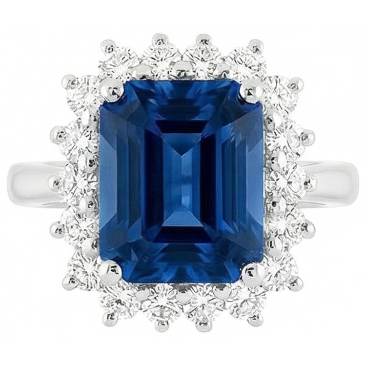 naturel cushion diamant 4carats bague vue de face