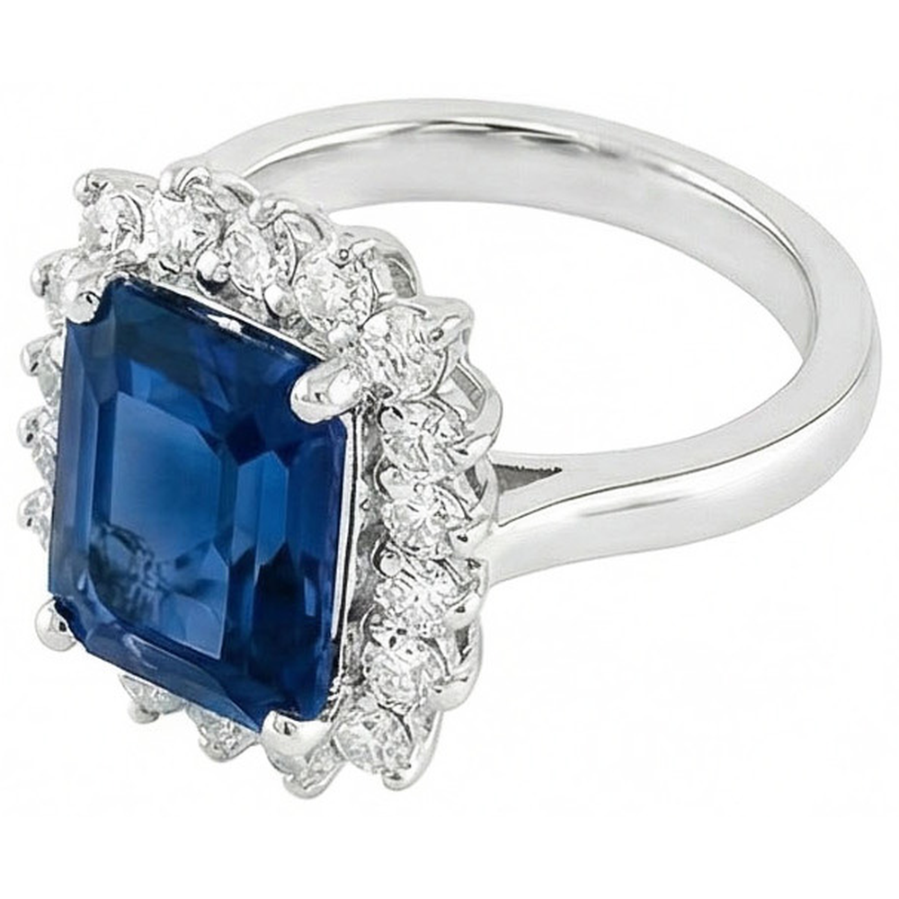 naturel cushion diamant 4carats bague vue de dessus