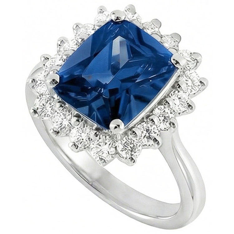 naturel cushion diamant 4carats bague détail rapproché