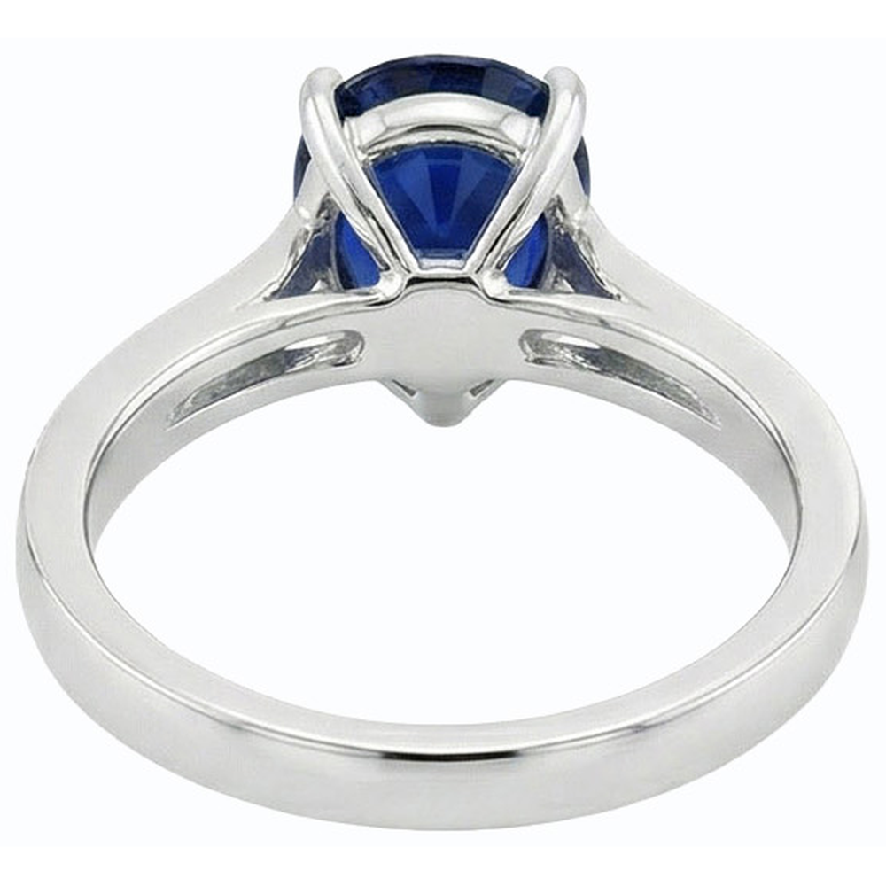 Bague Bijoux Pierres Précieuses Poire Saphir Bleu Foncé & Diamants 2.50 Carats