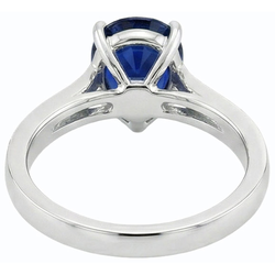 Bague Bijoux Pierres Précieuses Poire Saphir Bleu Foncé & Diamants 2.50 Carats