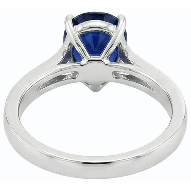 Bague Bijoux Pierres Précieuses Poire Saphir Bleu Foncé & Diamants 2.50 Carats