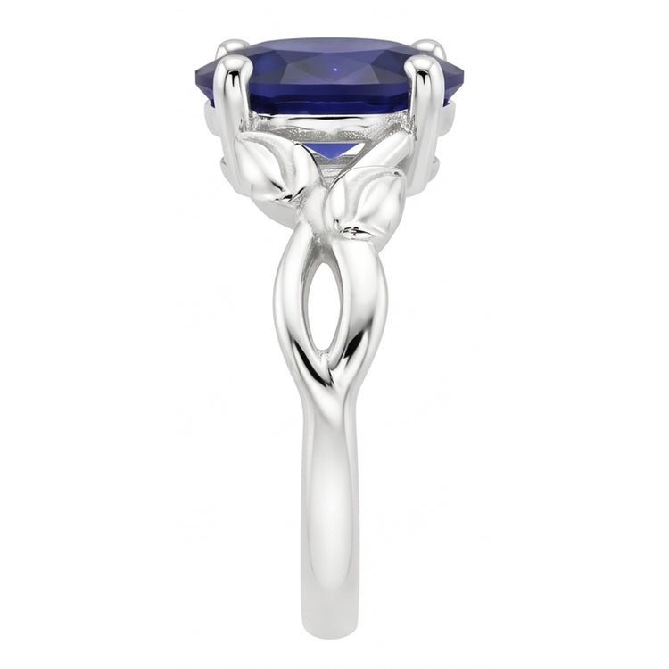 Bague Bijoux Pierres Précieuses Solitaire Style Feuille Saphir Ceylan 2 Carats