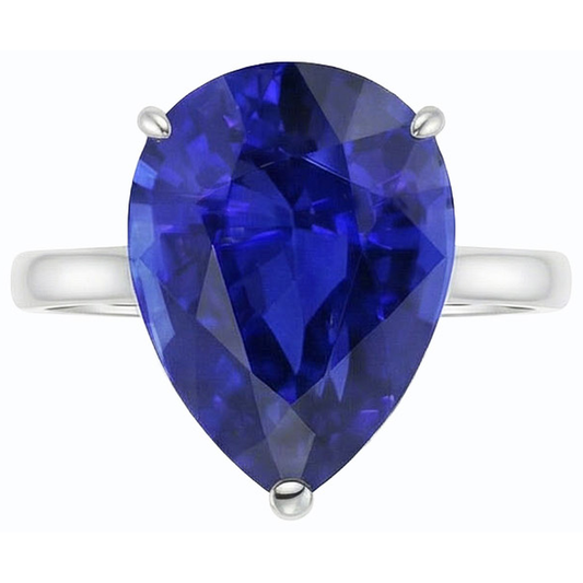 naturel pear saphir 4carats bague angle de côté