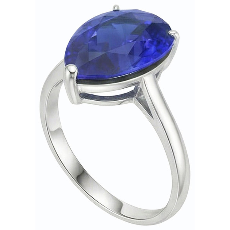 naturel pear saphir 4carats bague vue de dessus