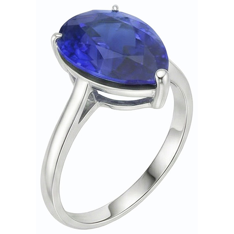 naturel pear saphir 4carats bague vue de profil