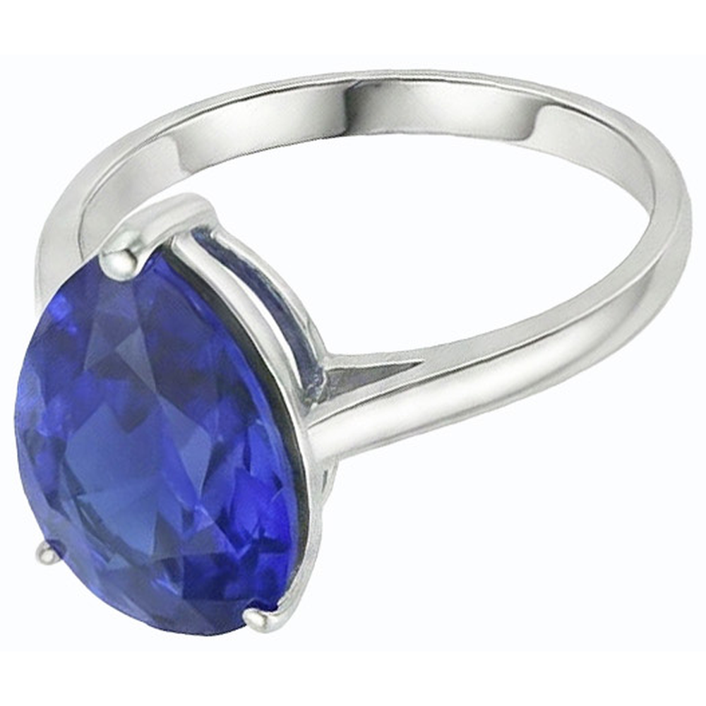 naturel pear saphir 4carats bague sur blanc