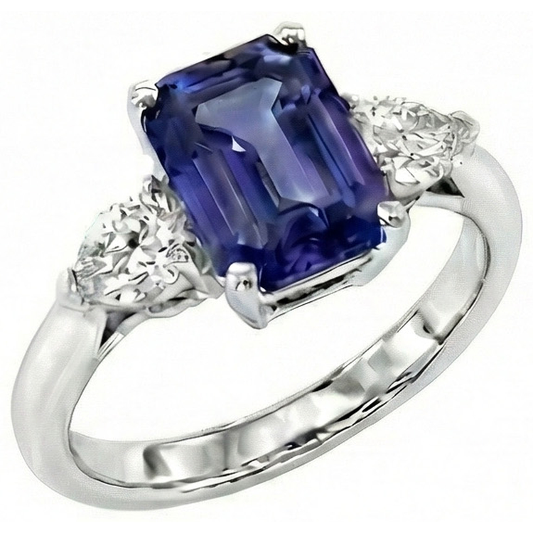naturel pear diamant 3.50carats bague détail rapproché