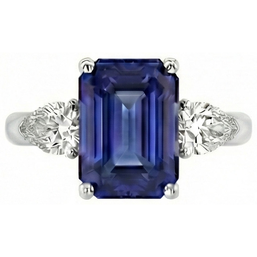 naturel pear diamant 3.50carats bague angle de côté