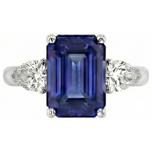 naturel pear diamant 3.50carats bague angle de côté