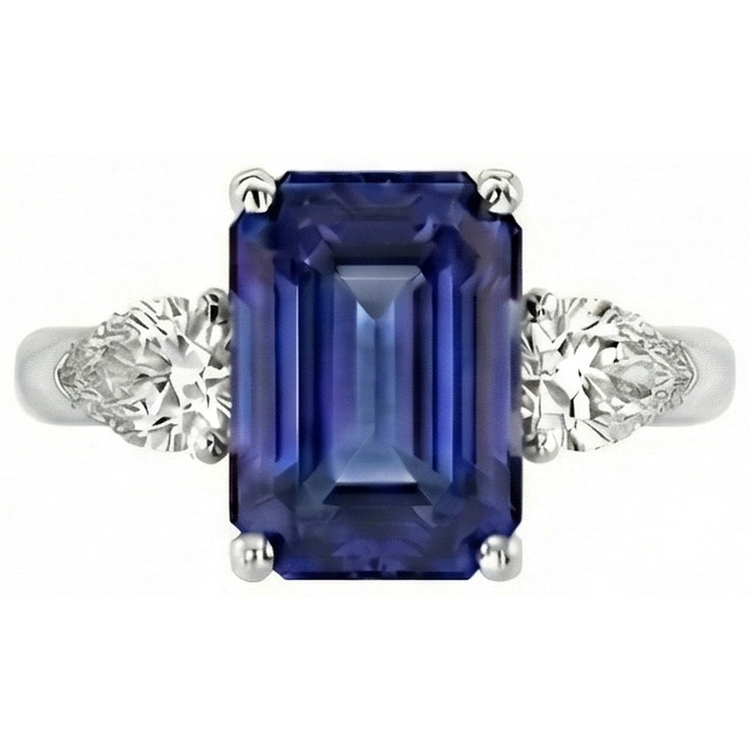naturel pear diamant 3.50carats bague angle de côté