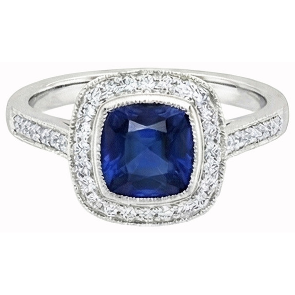 naturel cushion diamant 14carats bague vue de face