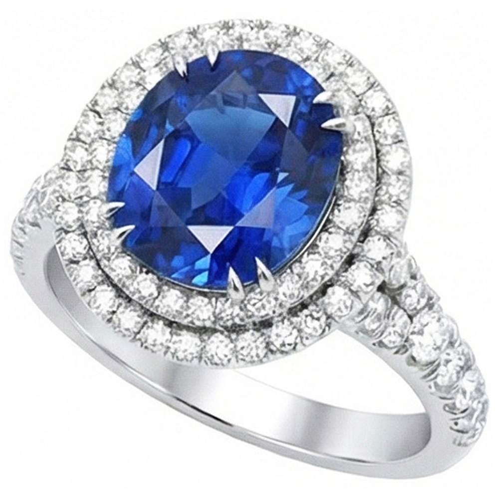 naturel oval diamant 4.40carats bague angle de côté