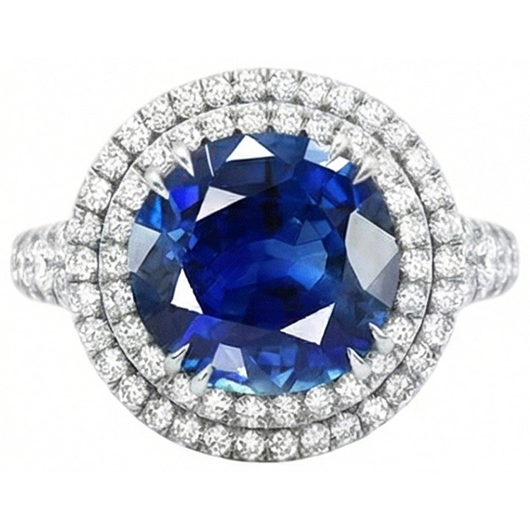 naturel oval diamant 4.40carats bague vue de face