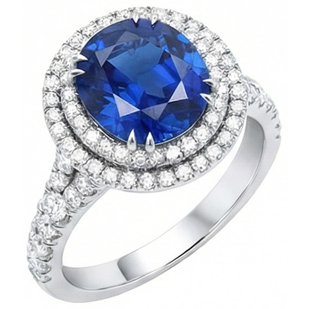 naturel oval diamant 4.40carats bague détail rapproché