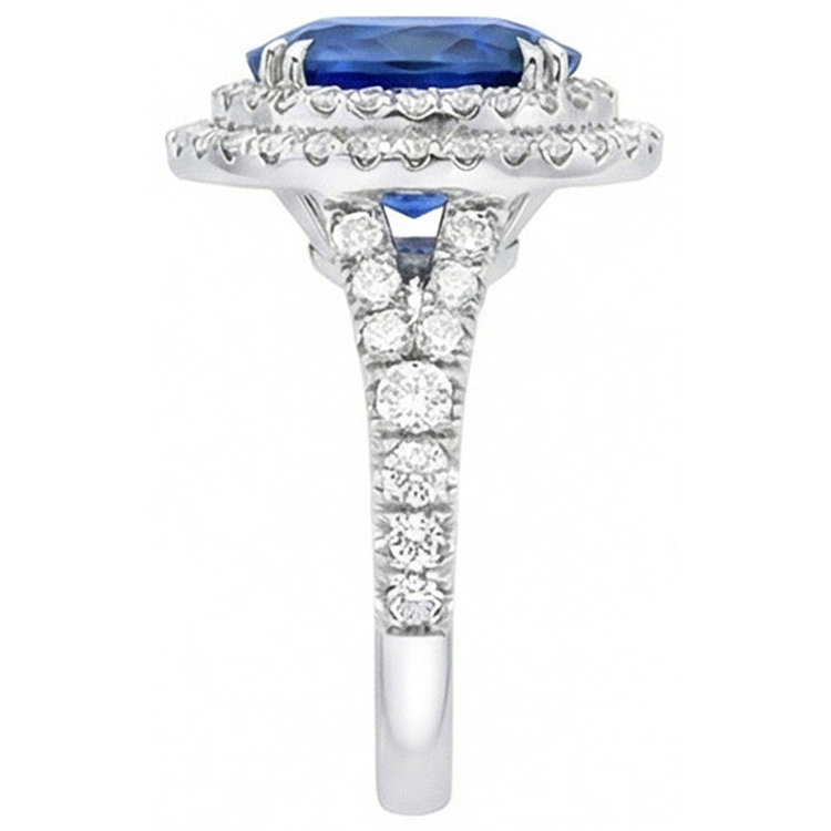naturel oval diamant 4.40carats bague vue de profil