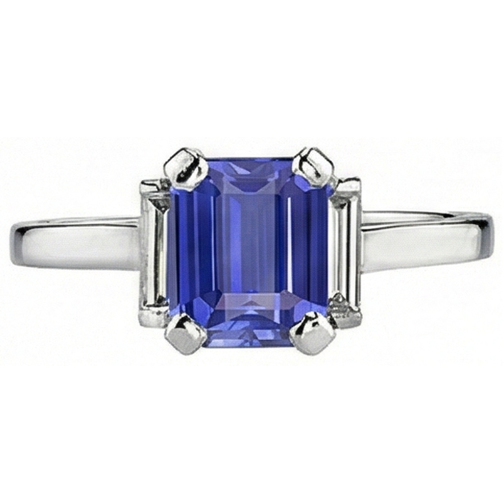 naturel baguette diamant 2.50carats bague angle de côté