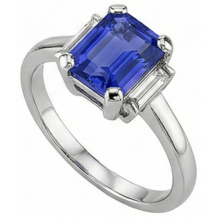 naturel baguette diamant 2.50carats bague détail rapproché