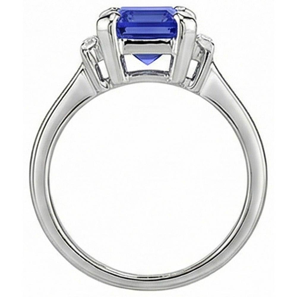 naturel baguette diamant 2.50carats bague vue de profil