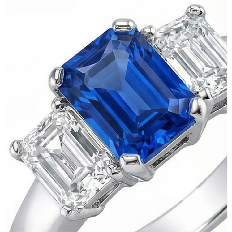 naturel radiant diamant 2.50carats bague vue de profil