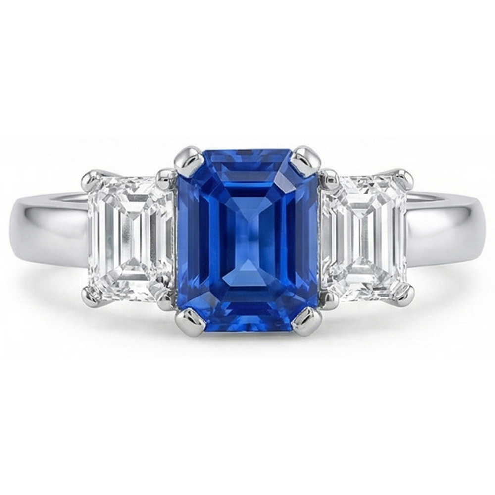 naturel radiant diamant 2.50carats bague angle de côté