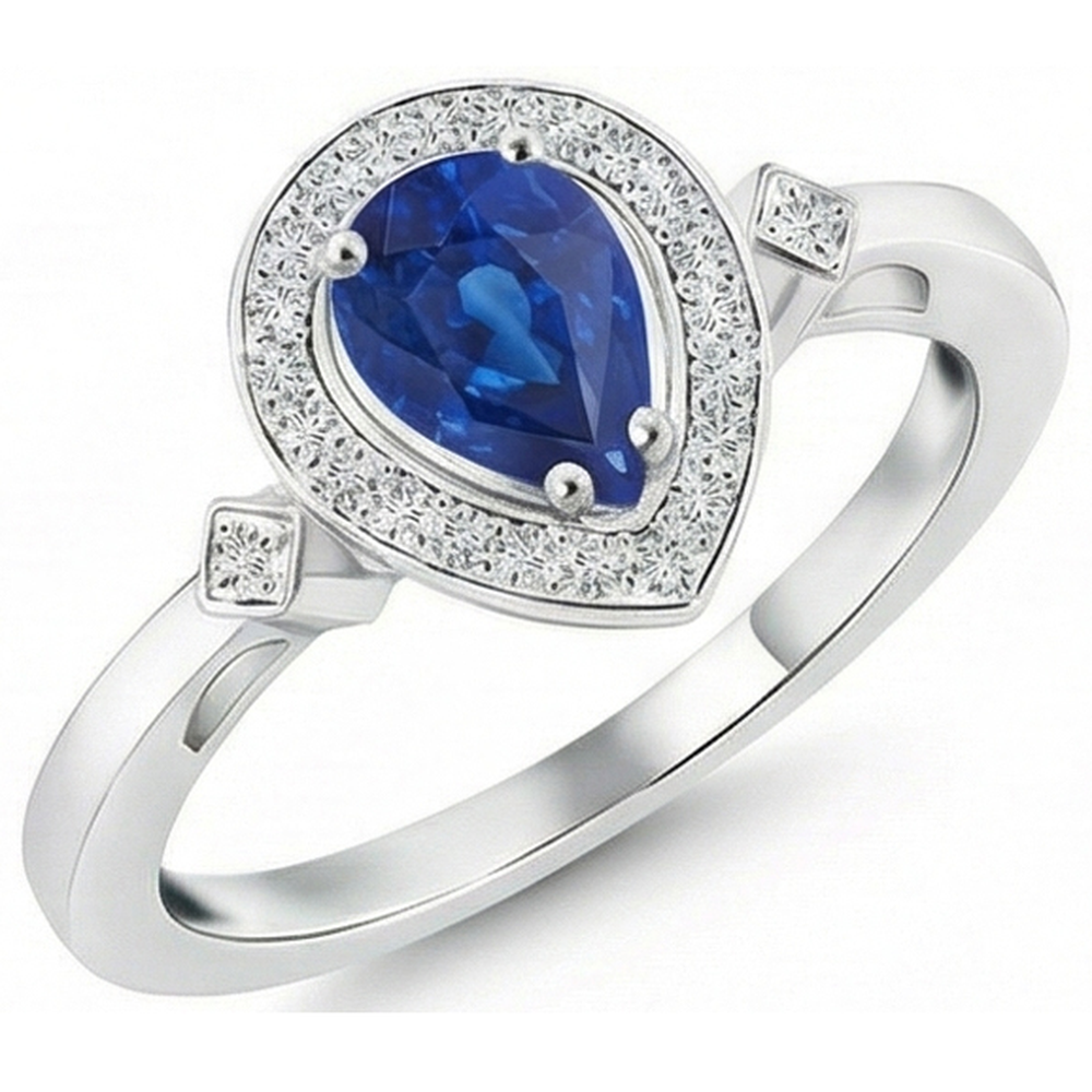 naturel pear diamant 3.20carats bague détail rapproché