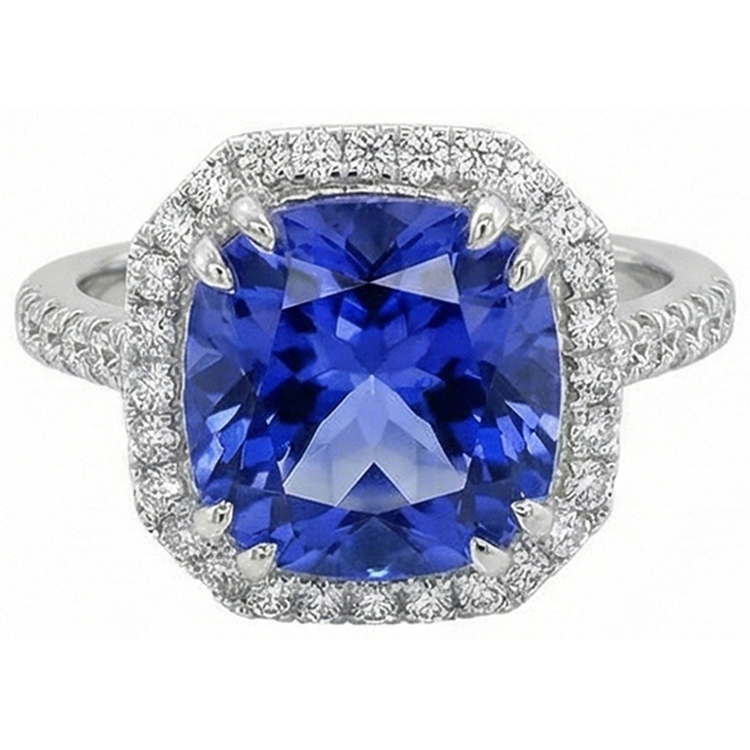 Bague Ceylan Saphir Diamants Naturels Extraits des Mines ( et non cultivés en laboratoire ) 8 Carats Or Blanc 14K