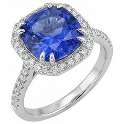 Bague Ceylan Saphir Diamants Naturels Extraits des Mines ( et non cultivés en laboratoire ) 8 Carats Or Blanc 14K