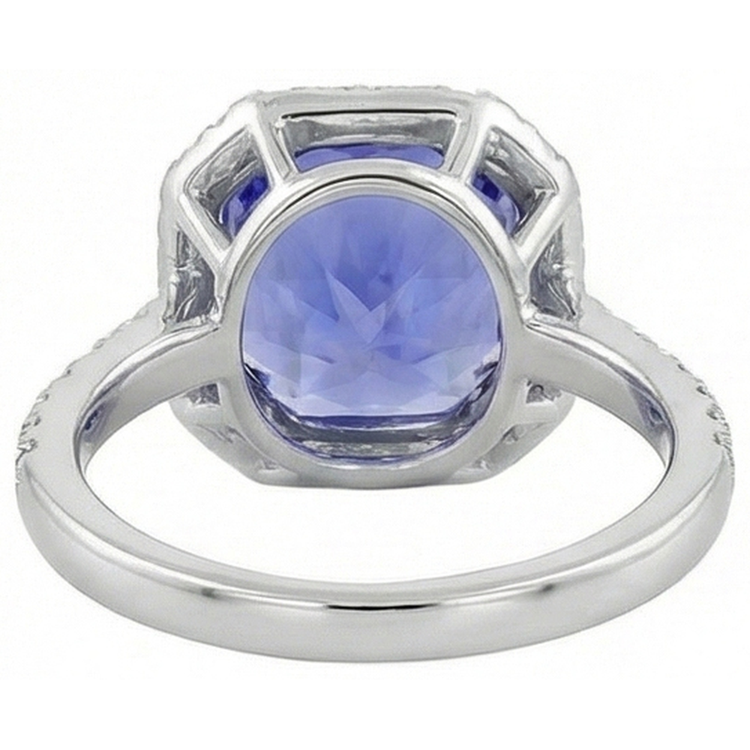 Bague Ceylan Saphir Diamants Naturels Extraits des Mines ( et non cultivés en laboratoire ) 8 Carats Or Blanc 14K