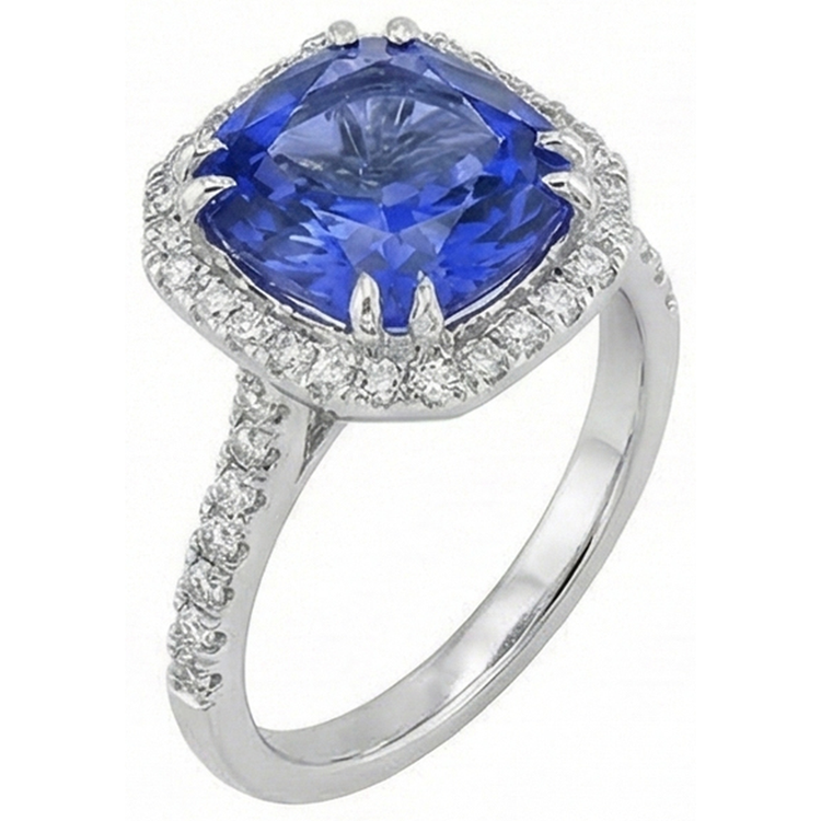 Bague Ceylan Saphir Diamants Naturels Extraits des Mines ( et non cultivés en laboratoire ) 8 Carats Or Blanc 14K