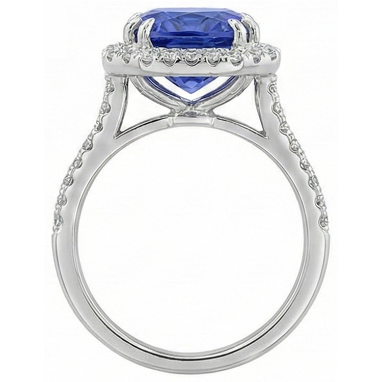 Bague Ceylan Saphir Diamants Naturels Extraits des Mines ( et non cultivés en laboratoire ) 8 Carats Or Blanc 14K