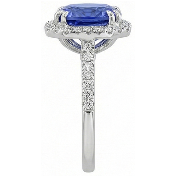 Bague Ceylan Saphir Diamants Naturels Extraits des Mines ( et non cultivés en laboratoire ) 8 Carats Or Blanc 14K